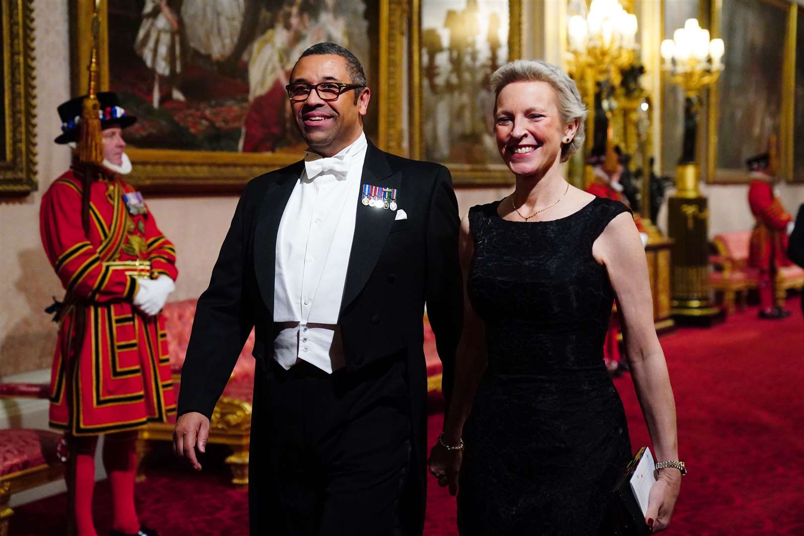 Foreign Secretary James Cleverly and his wife Susannah Cleverly during the State Banquet (Victoria Jones/PA)