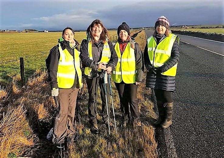 A quick snap at Ulbster when Karen visited Caithness last year. From left, Angela Barnett, Karen Penny, Hannah Perriewood and Karon Jappy.