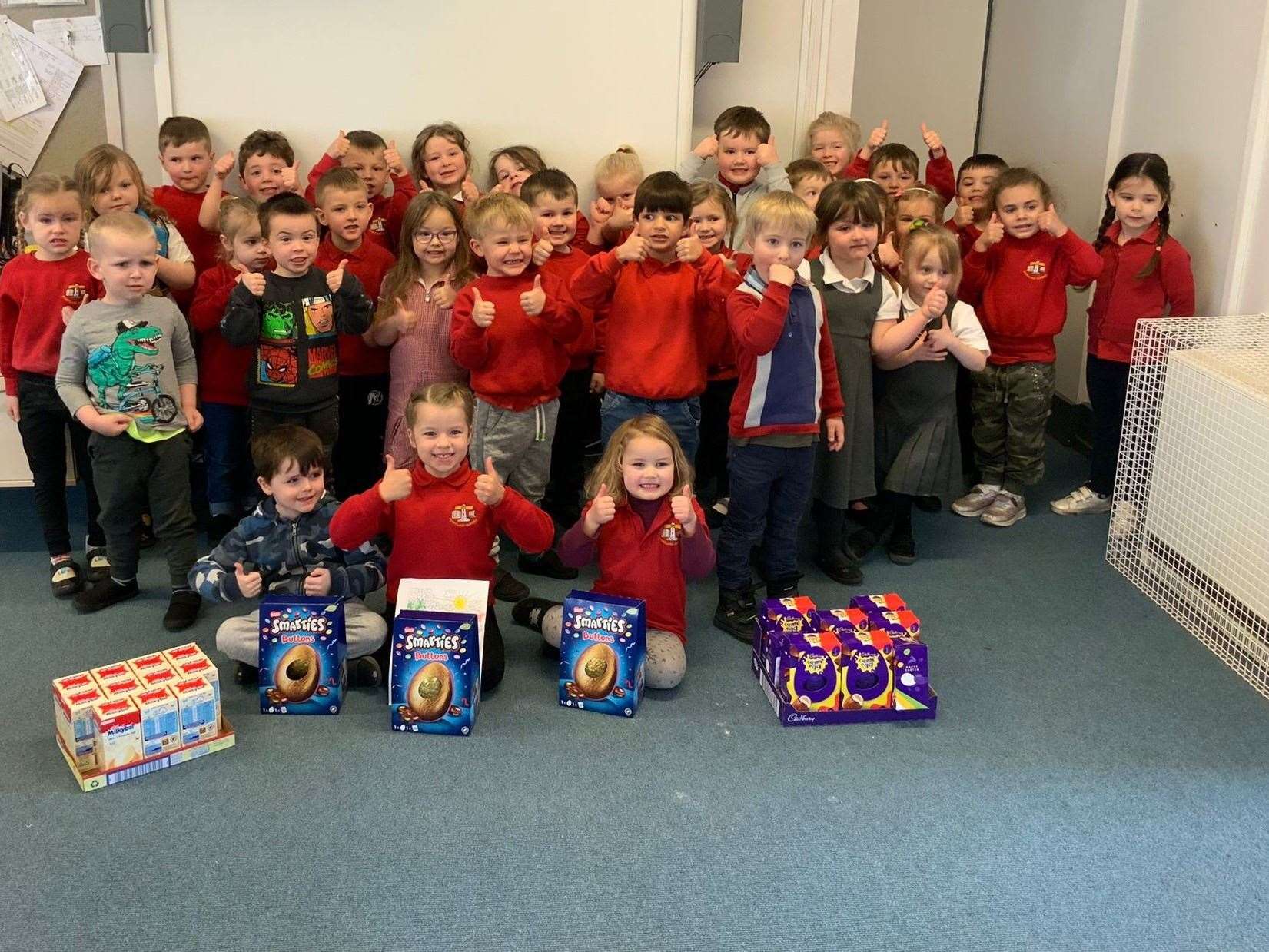 Children from Pennyland Early Learning and Childcare with the Easter eggs they received from the Riverside Nursing Home, Wick.