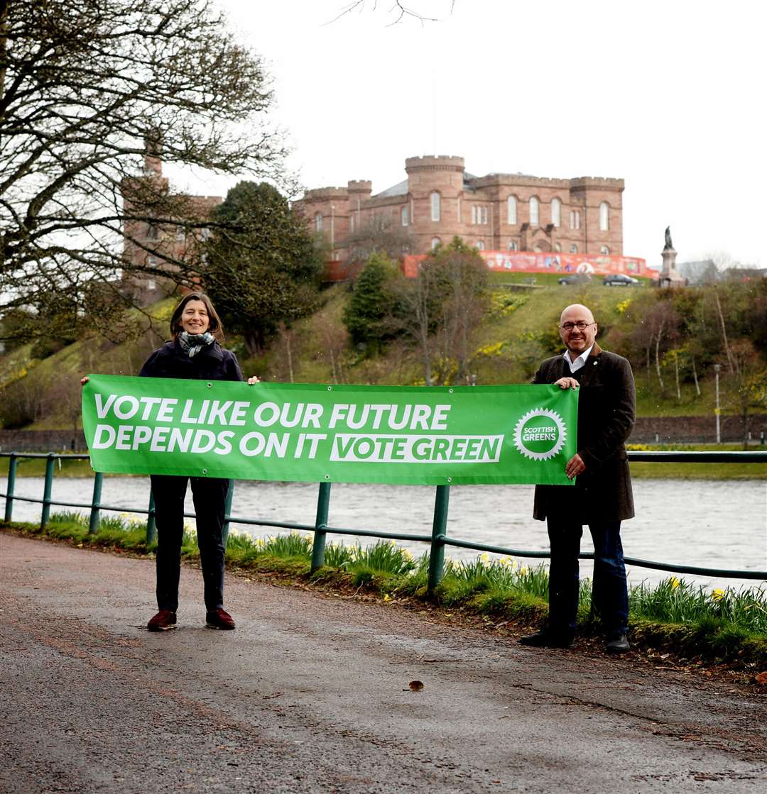 Ariane Burgess, the Scottish Greens' lead candidate for the Highlands and Islands, in Inverness with co-leader Patrick Harvie. Picture: James Mackenzie