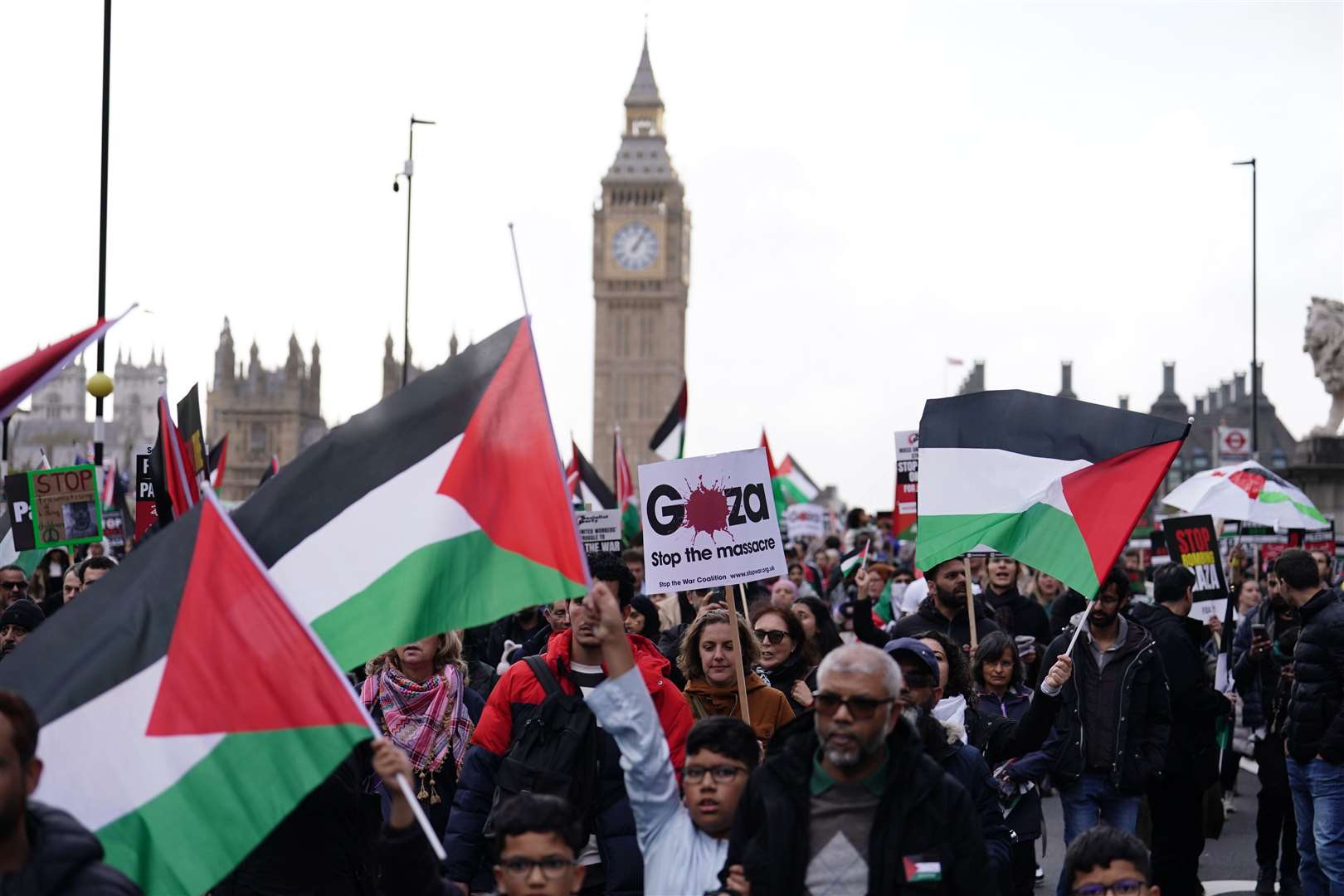 Protesters during a pro-Palestine march organised by Palestine Solidarity Campaign (Jordan Pettitt/PA)