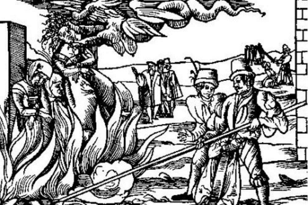 The execution of witches in Scotland was carried out in much the same manner as this image taken from a German 16th century woodcut.