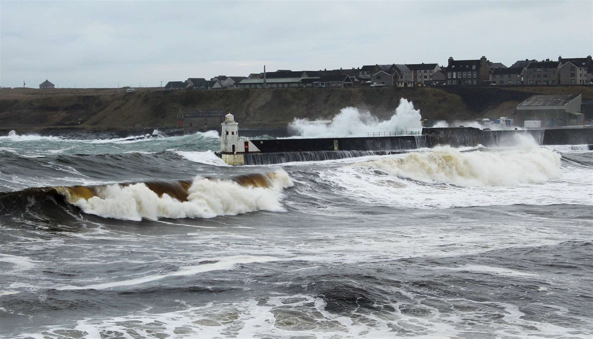 A big swell in Wick Bay on Sunday afternoon, around high tide. Picture: Alan Hendry