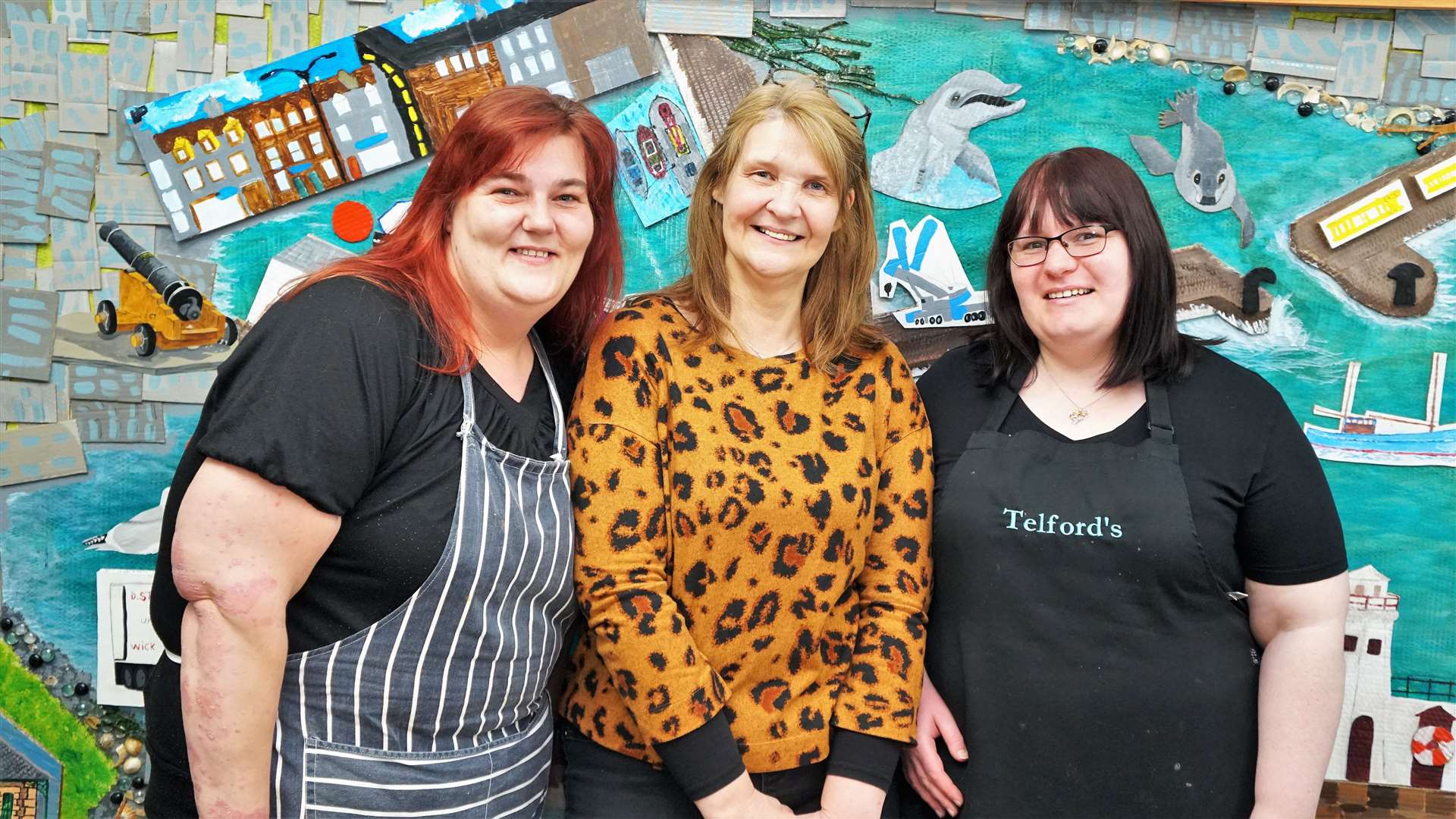 Volunteer Selina Munro (left), PPP development officer Jennifer Harvey (centre) and the cook at the community café, Rose McGowan. Picture: DGS