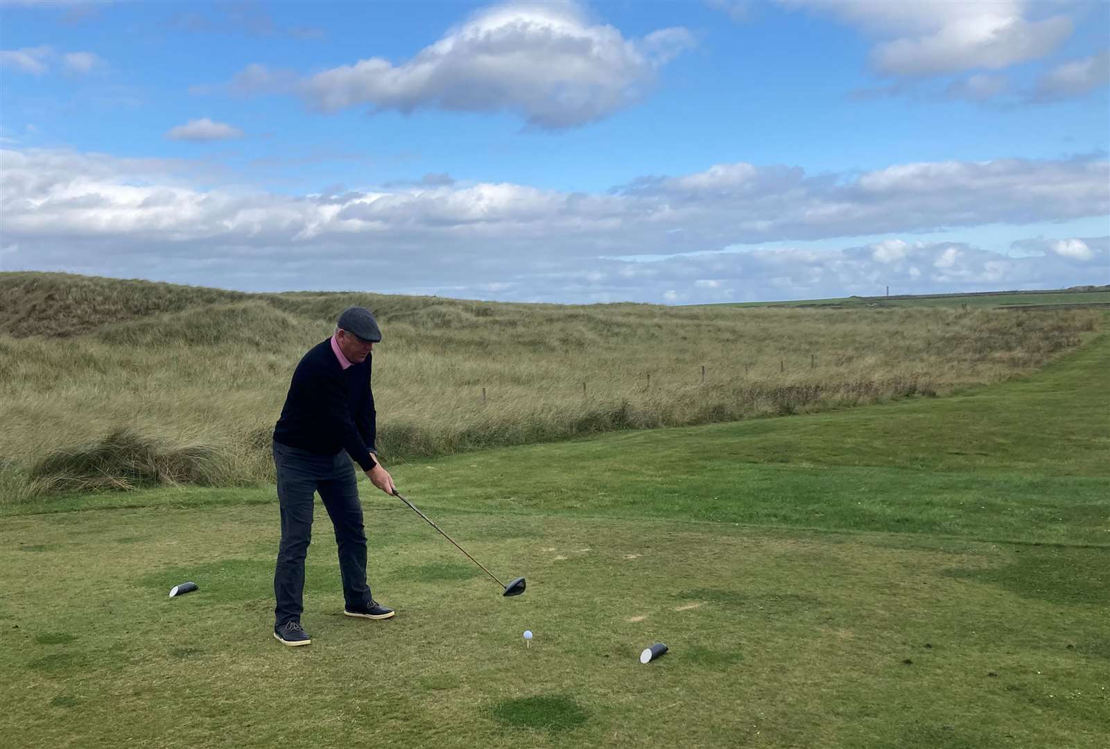 Steve Efemey teeing off at the 8th hole on his win to winning the overall handicap prize in the Ronnie Wallace Open.