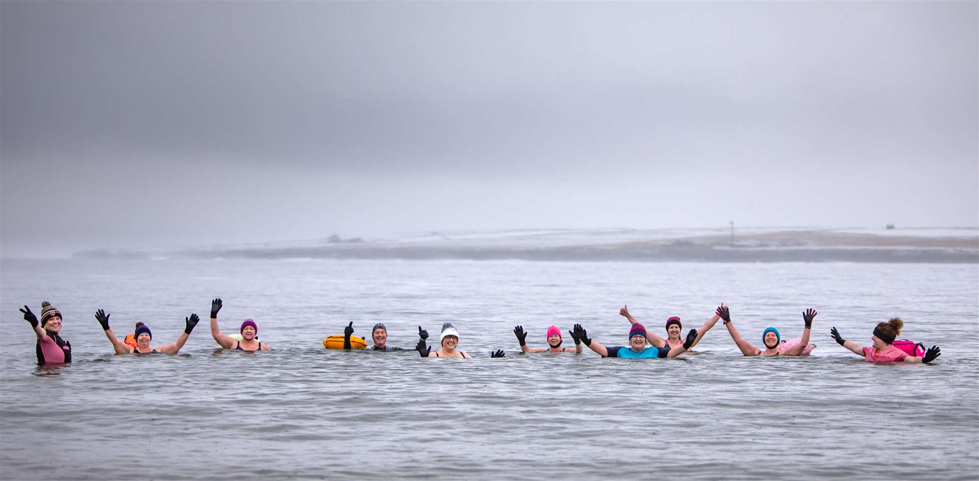 The group of New Year's Day swimmers at Scrabster. Picture: Karen Munro
