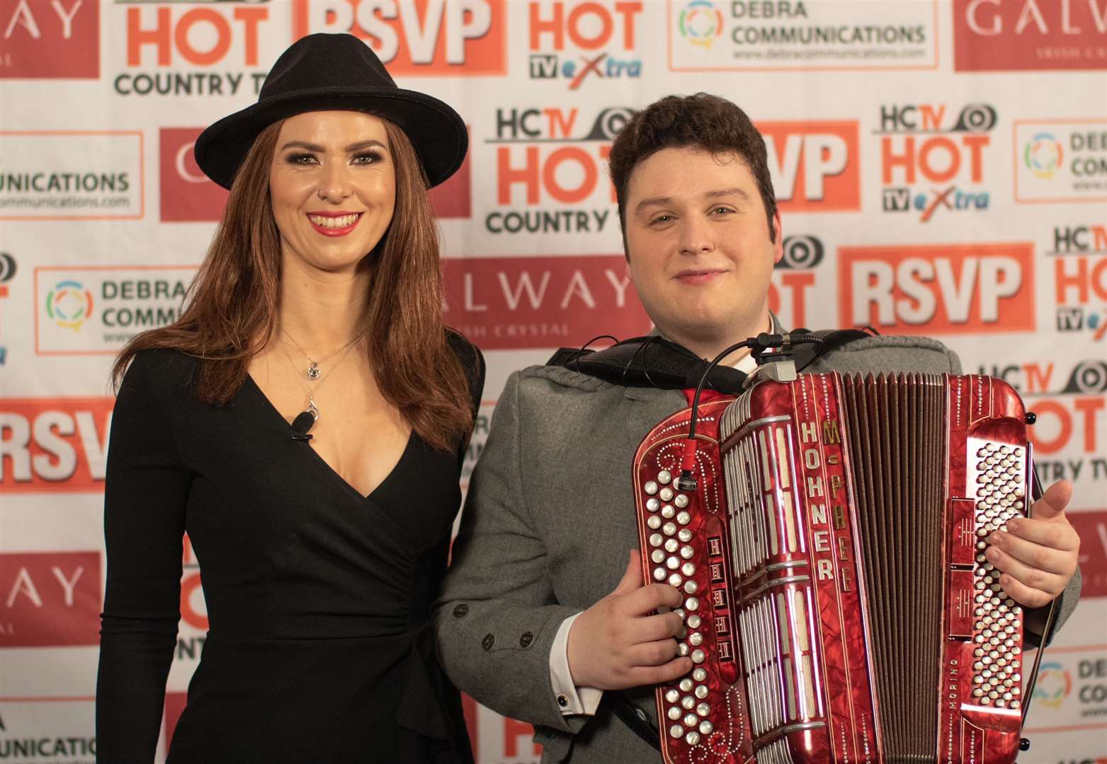 Brandon alongside singer/songwriter Sina Theil at the Hot Country TV awards. Picture: Aisling O'Leary