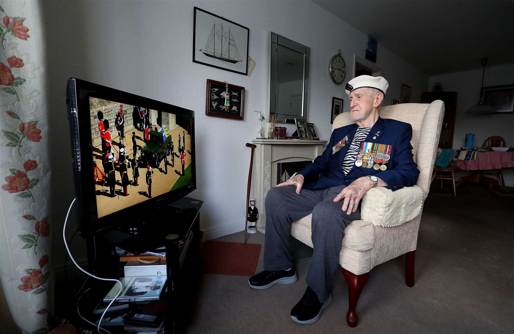 Malcolm Clerc, 94, watches the funeral of the Duke of Edinburgh (Martin Clerc/PA)