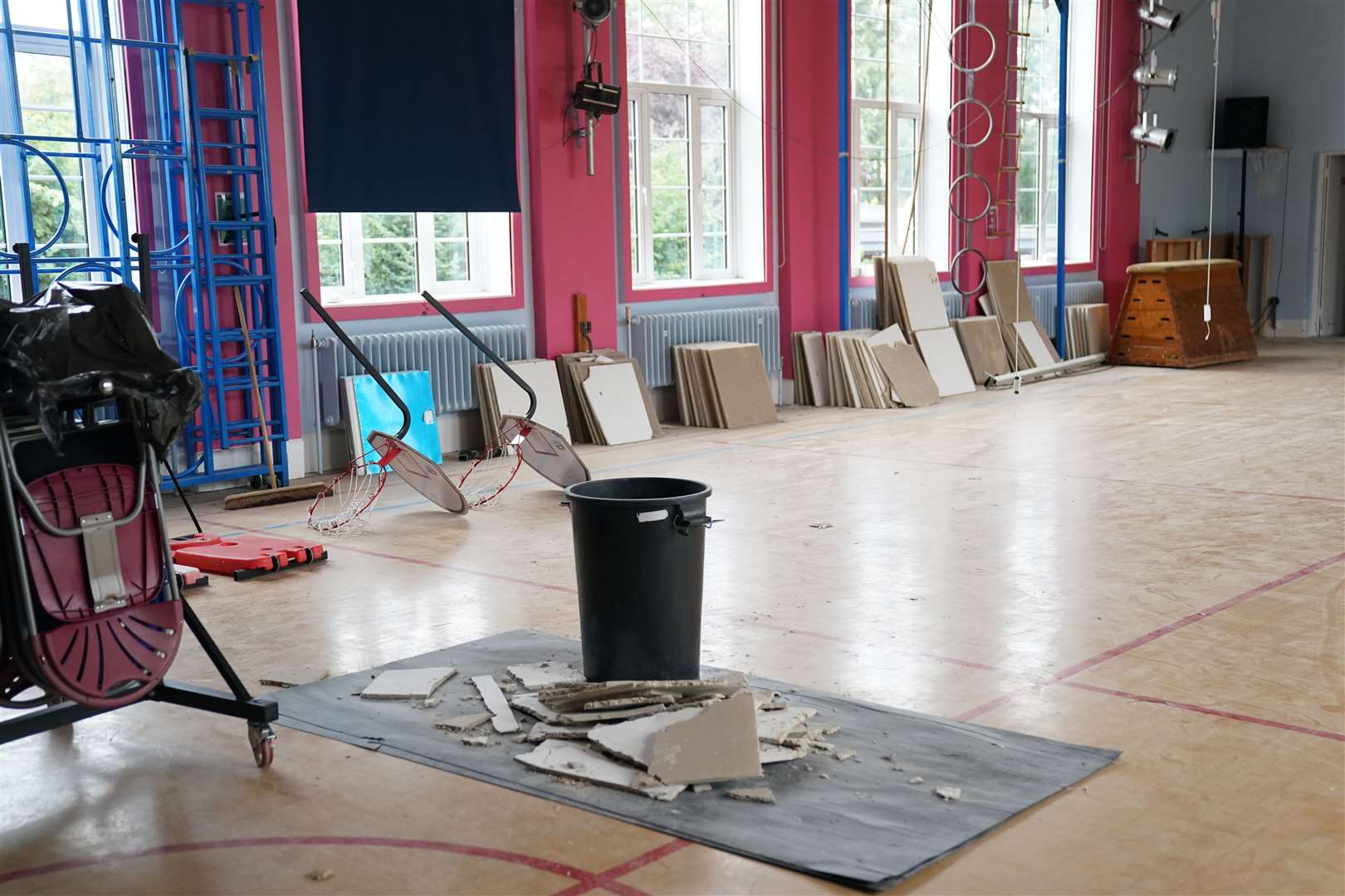 Damage inside Parks Primary School in Leicester, which has been affected with Raac (Jacob King/PA)