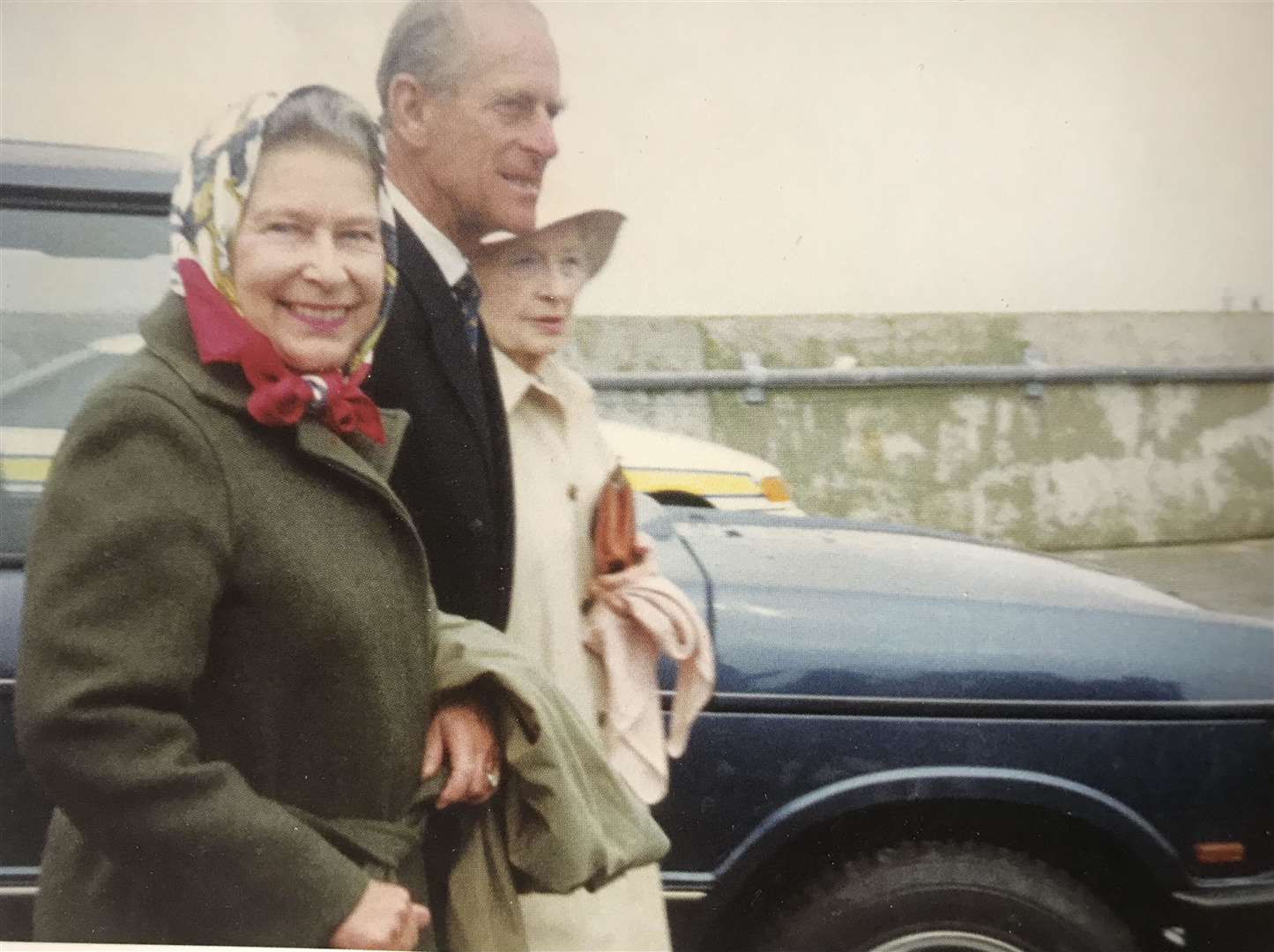 The Queen and the Duke of Edinburgh, accompanied by the Queen Mother's lady-in-waiting Ruth, Lady Fermoy, at Scrabster following a visit to the Castle of Mey in August 1992. Picture: Zena Sinclair