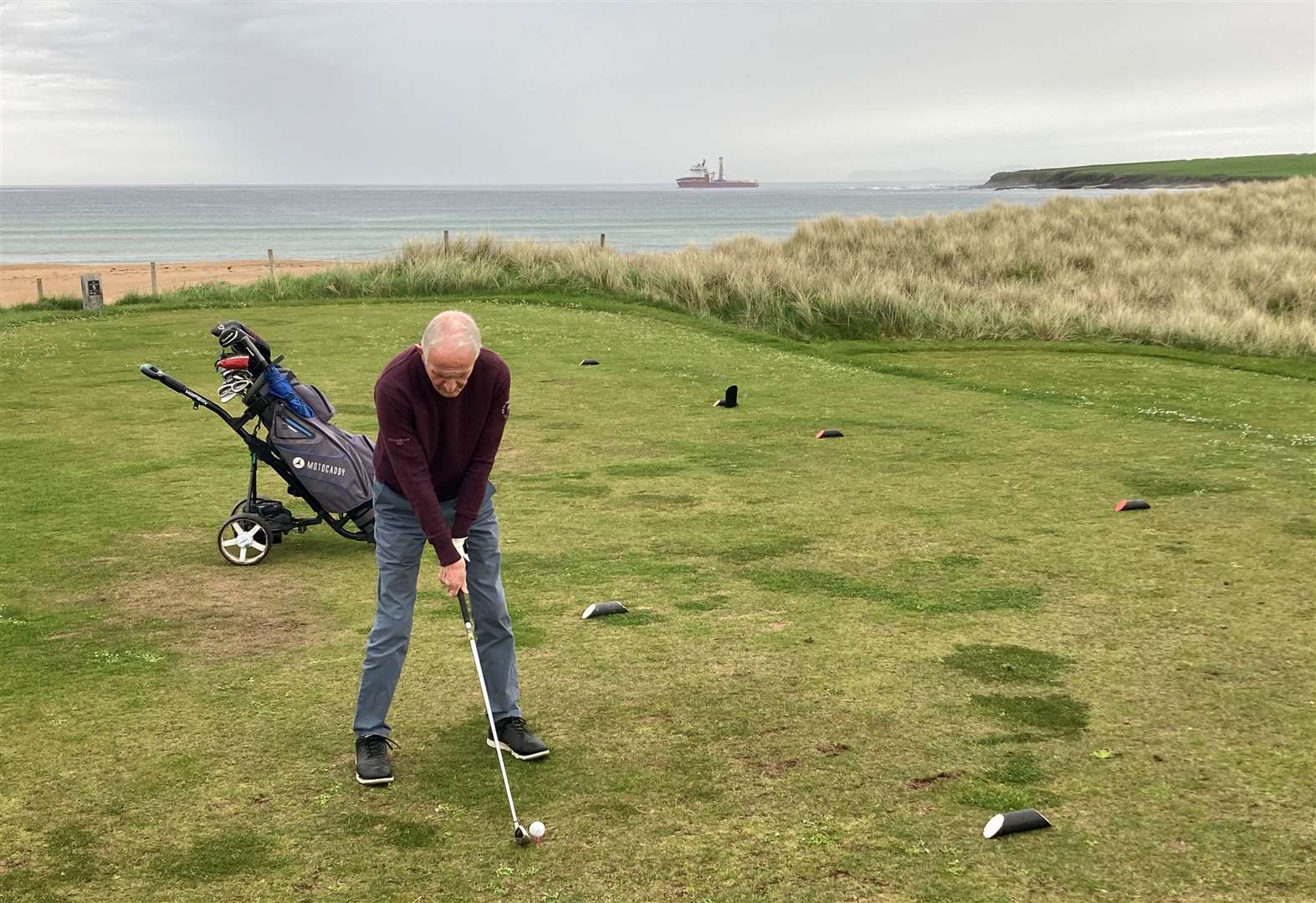 Fred Groves, seen teeing off at the 5th, was the winner of the latest round of the North Point Senior Stableford competition.