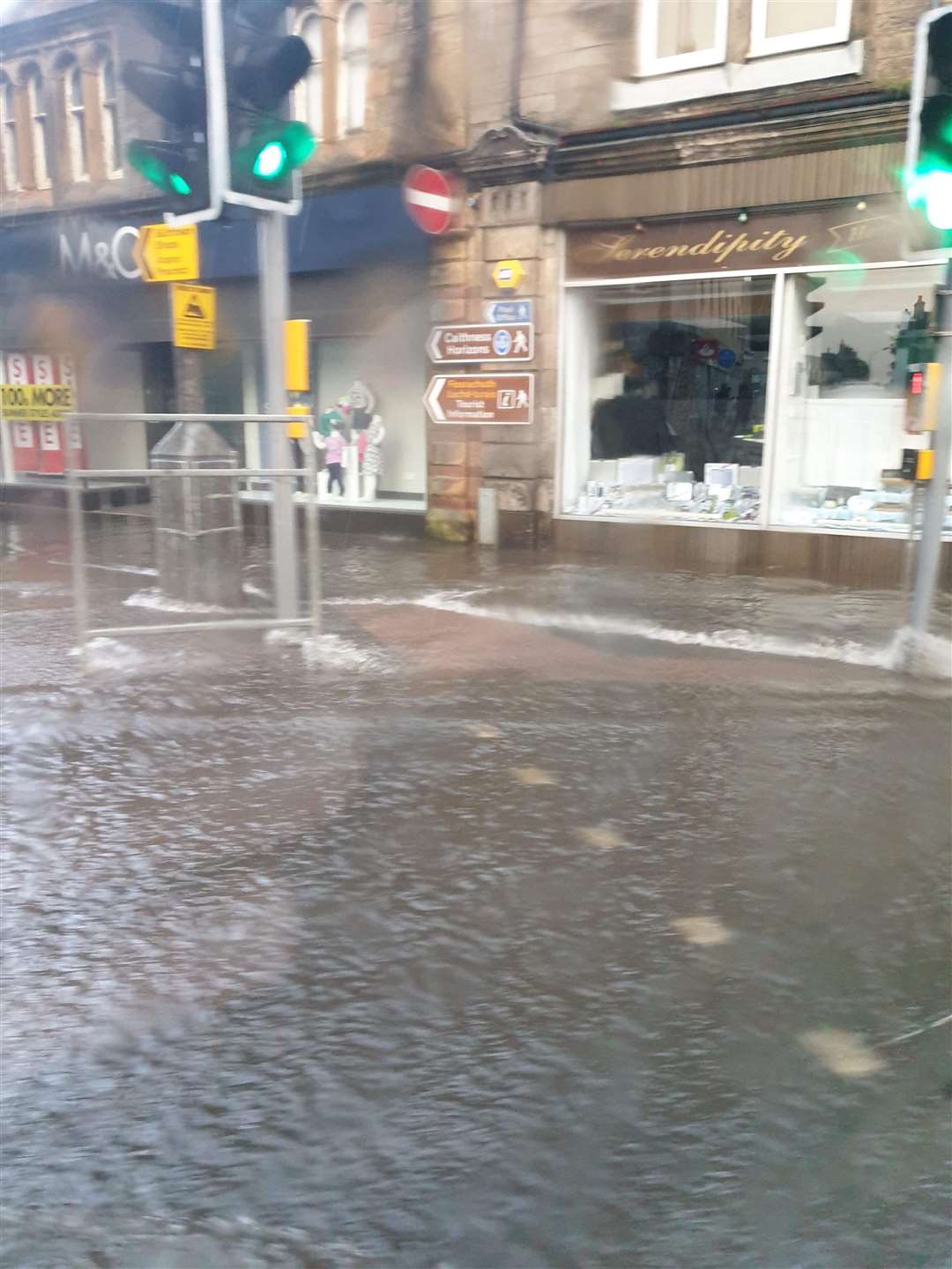 Flooding in Thurso town centre at the beginning of August 2019 which caused damage to a number of shop premises in the town centre. Picture: Anne-marie Eddowes