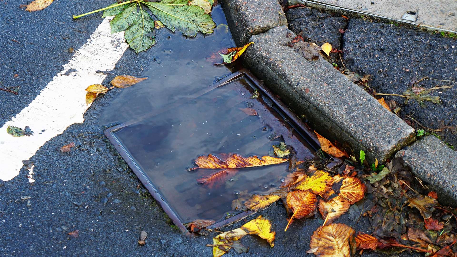 The area where this blocked drain sits is at an accident blackspot at a crossroads in Watten. Picture: DGS