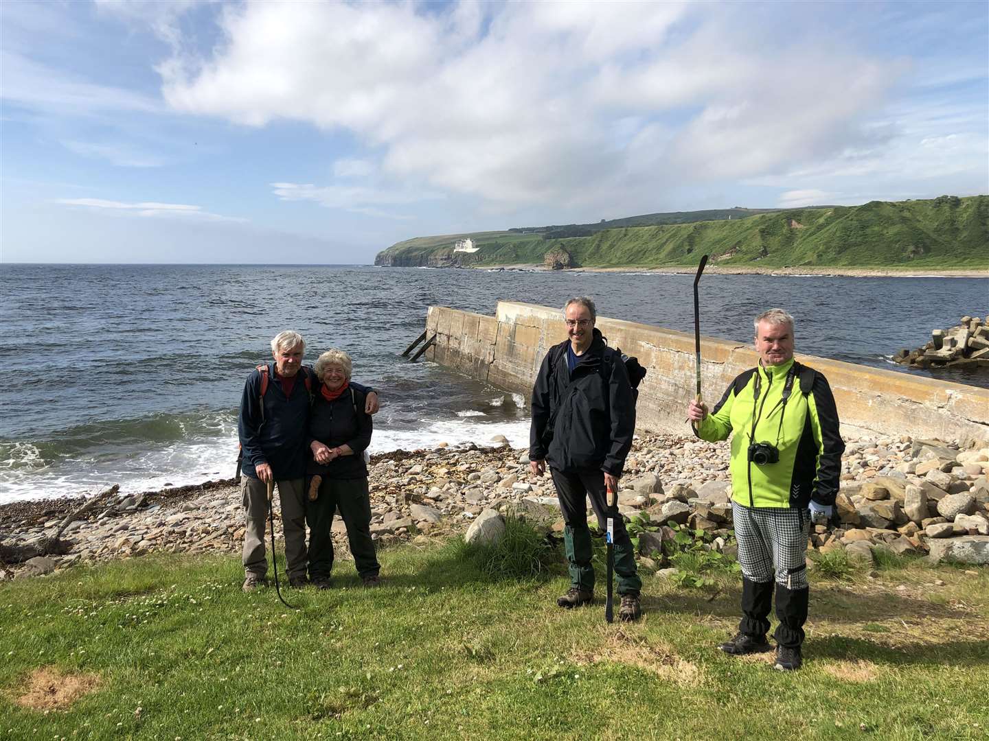 Ian Hilton and Patricia Pearl with Ian McDonald and Derek Bremner at Dunbeath harbour.