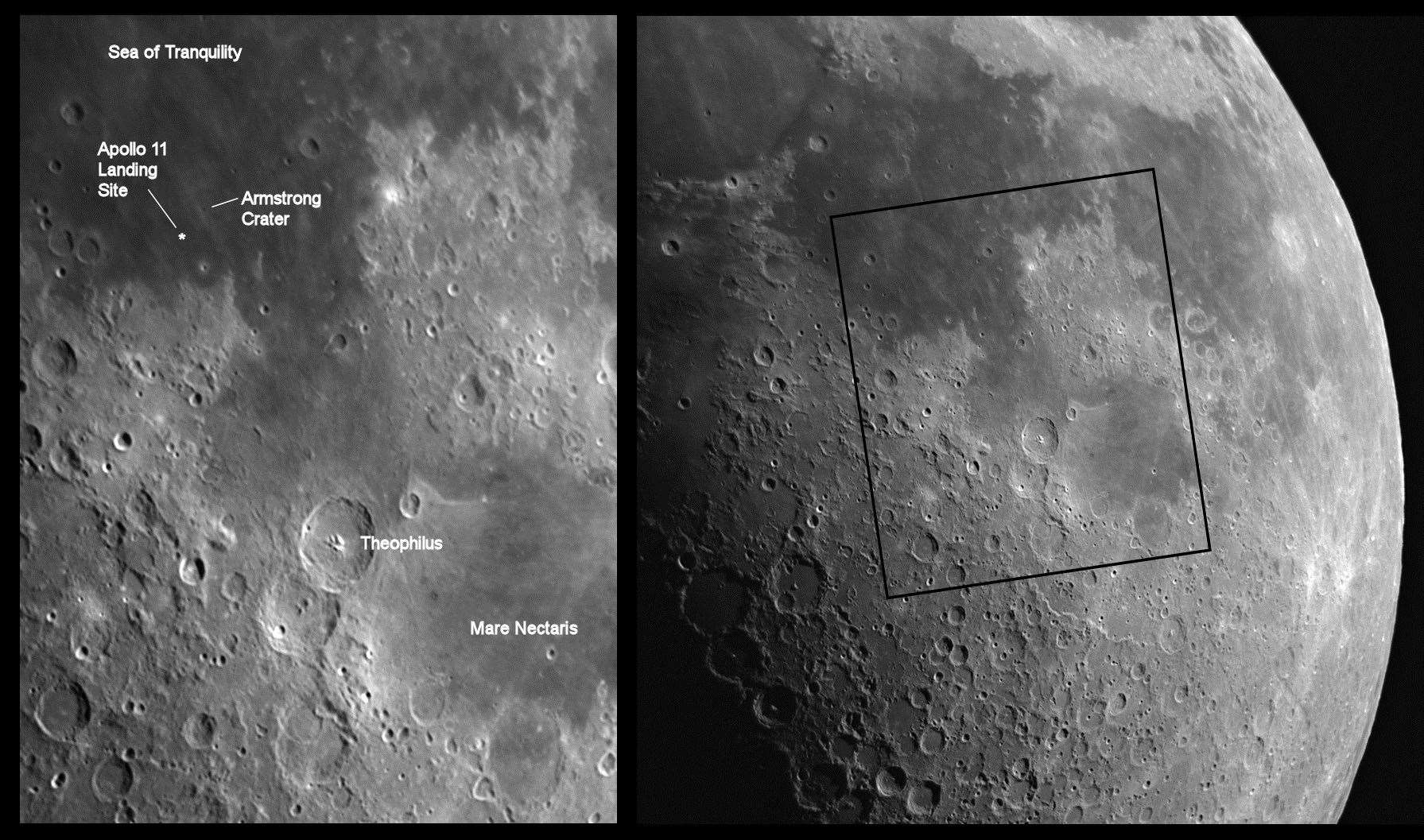 Mare Nectaris and the Apollo 11 landing site. Picture: Gordon Mackie