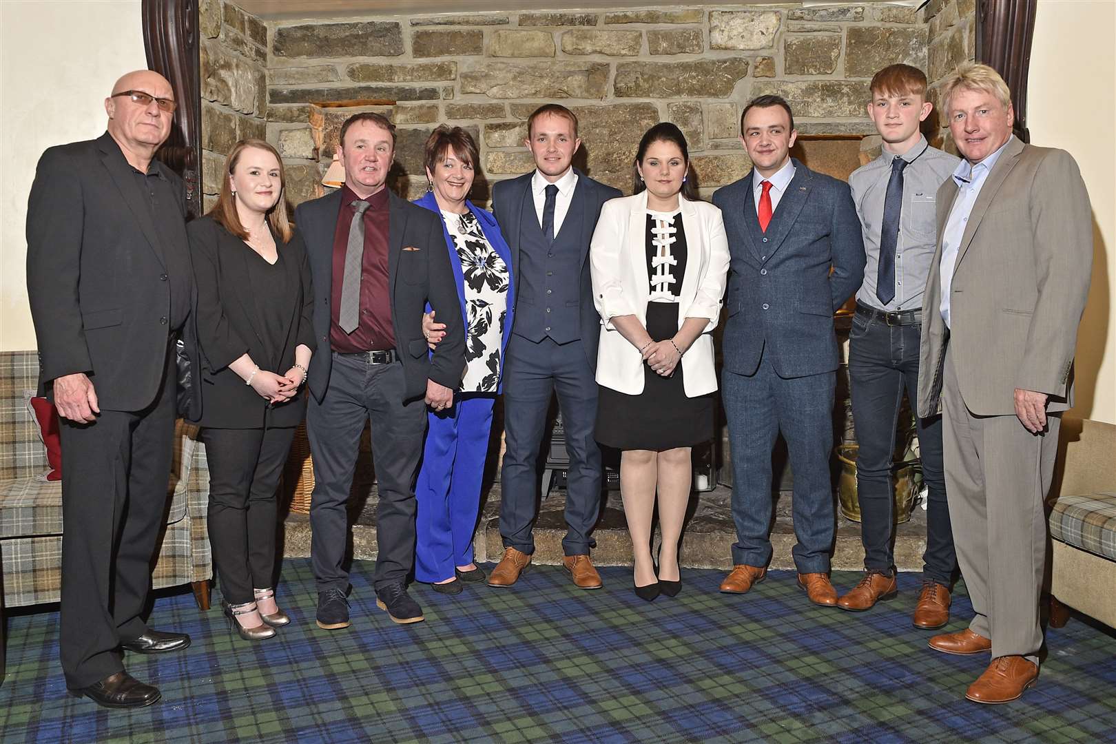Richard and family members along with guests Frank McAvennie (right) and Frank Robb (left) at the testimonial dinner in the Norseman Hotel last month. Picture: Bob Roger