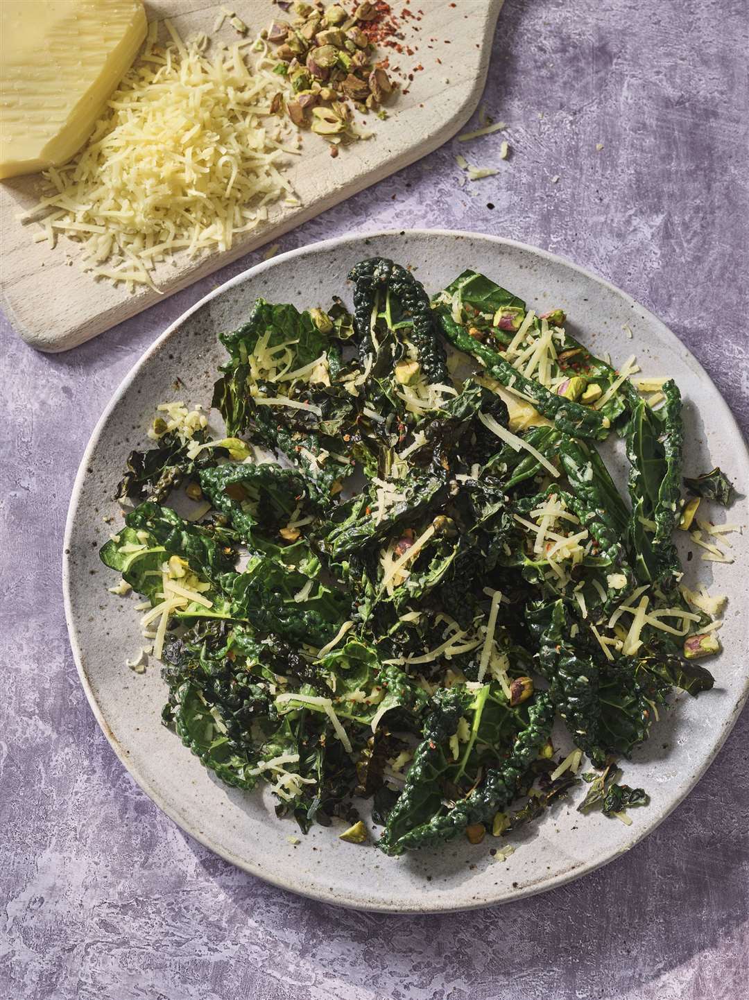 Raw & roasted cavolo nero with pistachios and Comté.