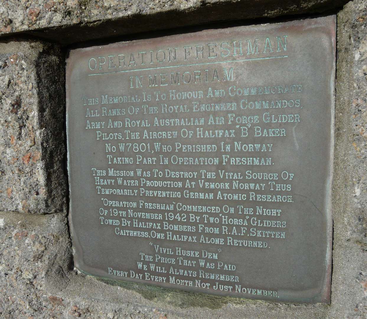 A plaque about Operation Freshman on the Skitten airfield memorial. Picture: Alan Hendry