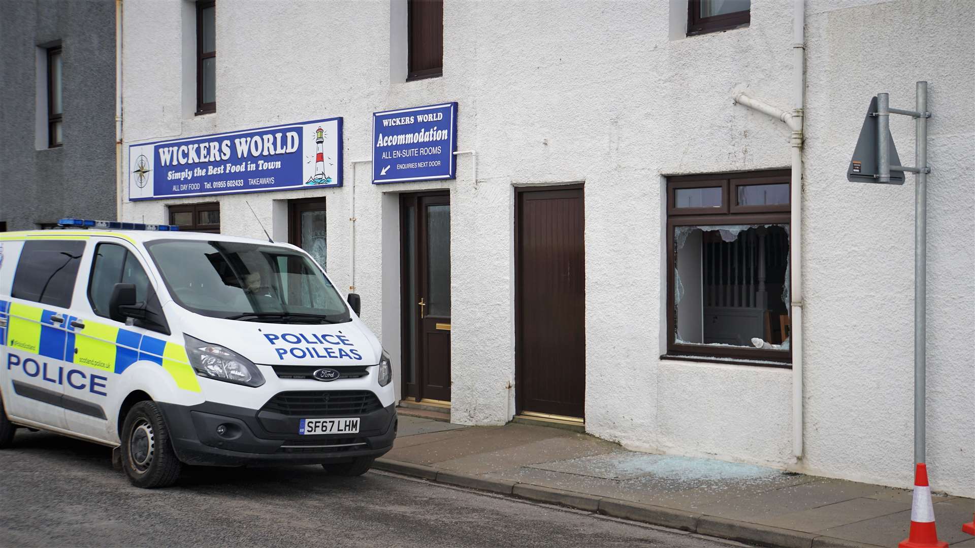 A police vehicle at the scene of the break-in at Wicker's World in March. Picture: DGS