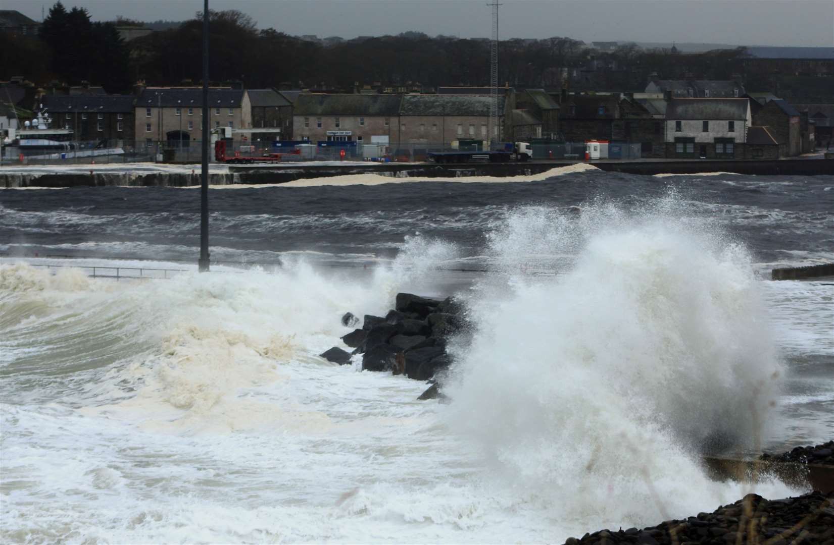 Rough conditions in Wick Bay on Sunday. Picture: Alan Hendry