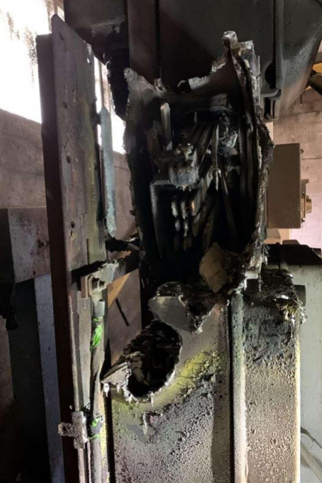 A picture showing the remains of the end of the busbar following the electrical explosion (Health and Safety Executive/PA)