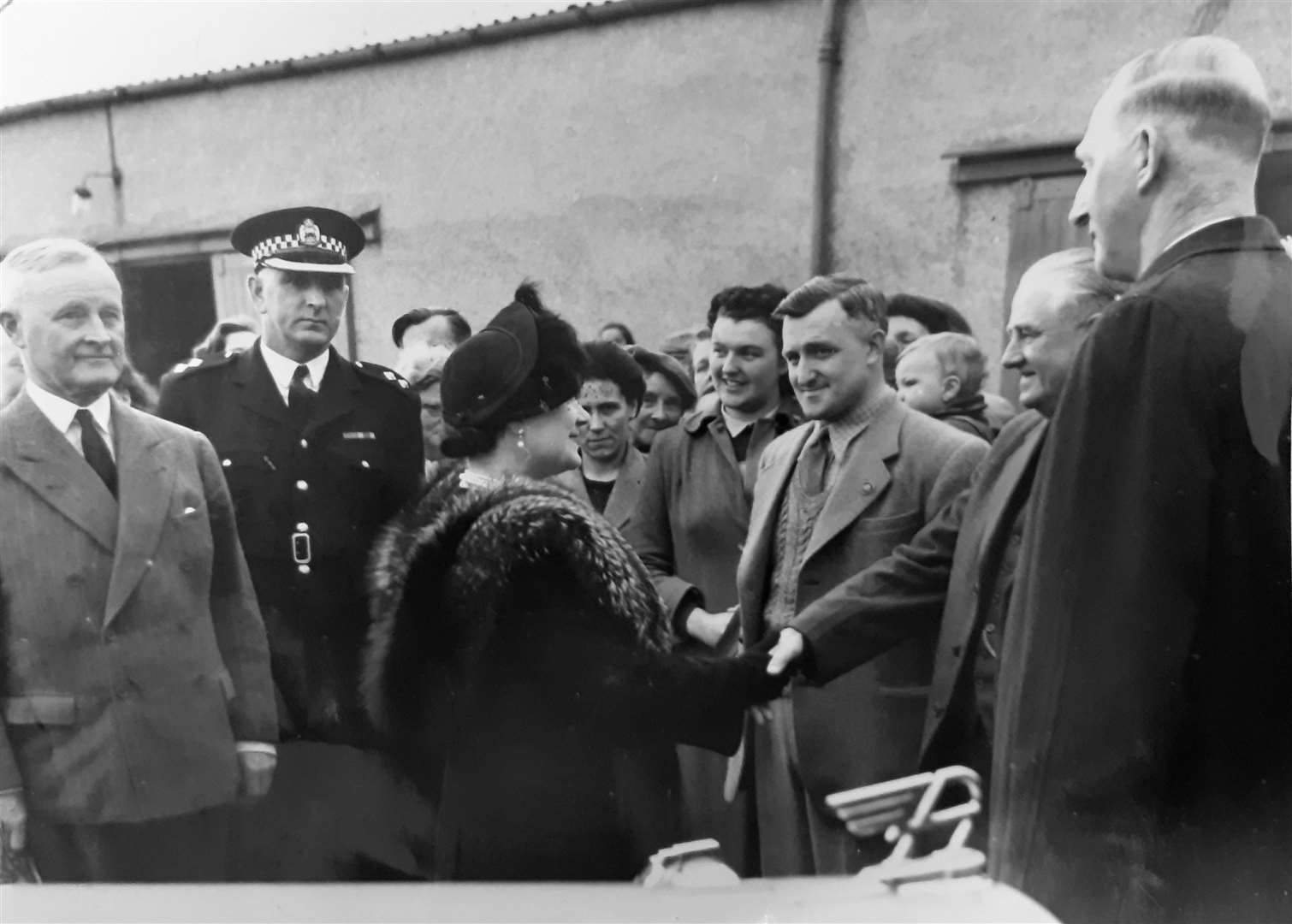 The Queen Mother at Thurso harbour in 1952 when she visited the crab factory and fish mart. On the right is provost John Sinclair. The photo, taken by John Adams, was supplied by Charlie Cormack, of Haakon, Lyth.