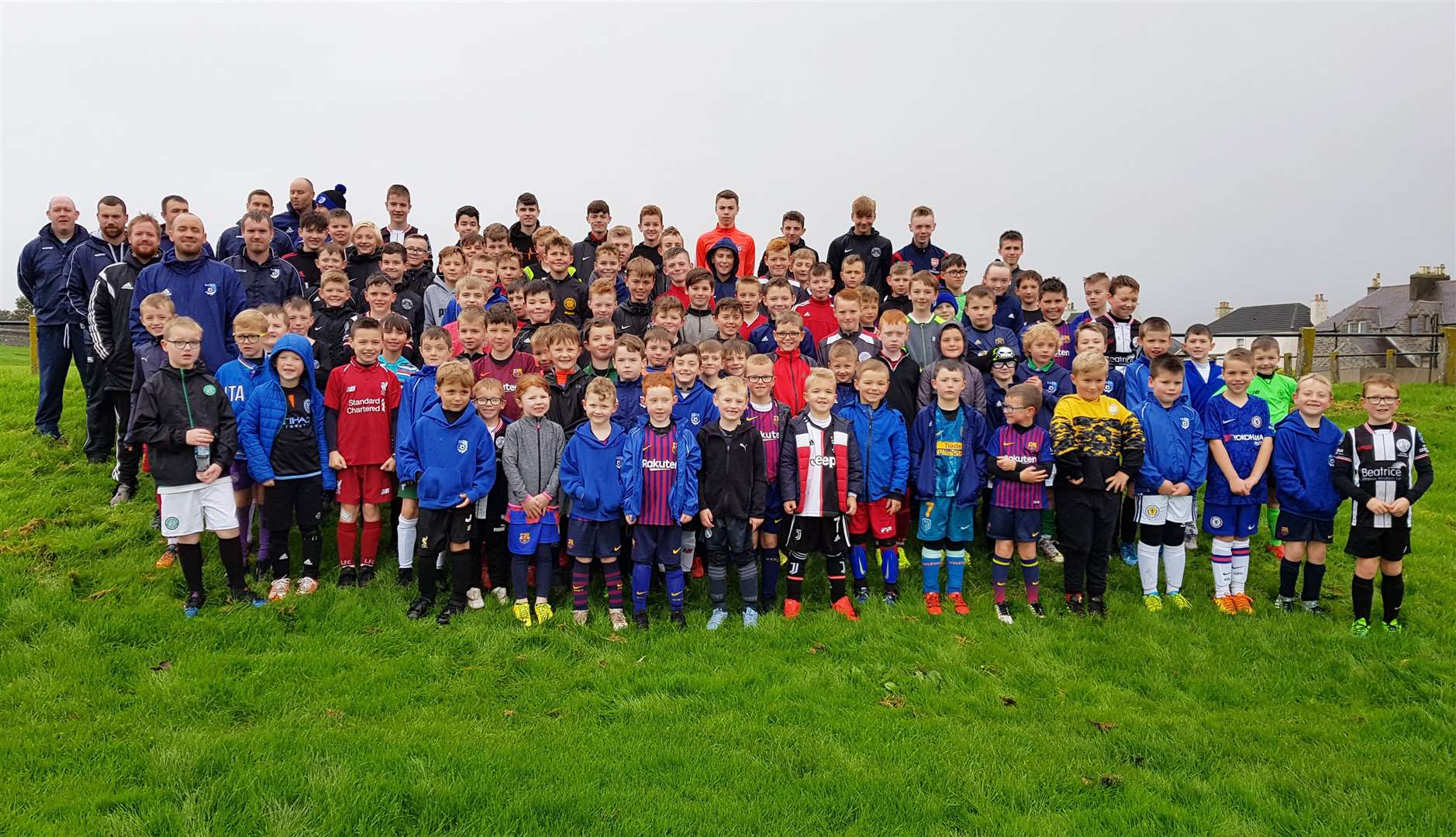 East End youngsters from all age groups with some of the club's coaches.
