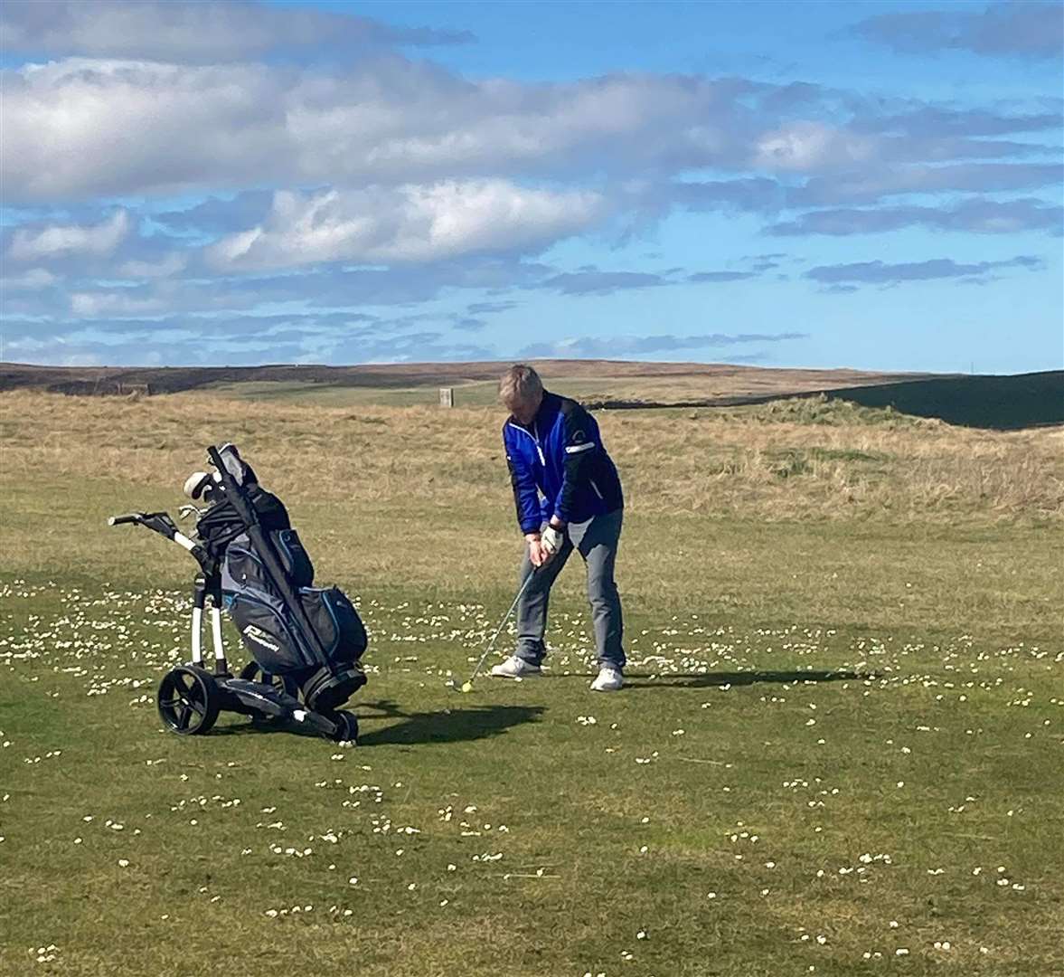 David Mackay playing the eighth hole in the latest round of the North Point Distillery Senior Stableford competition.