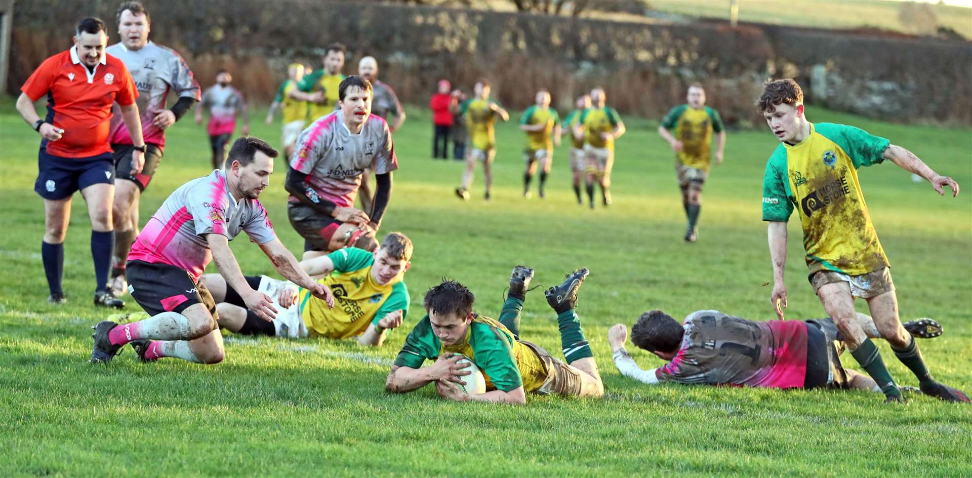 While Caithness Rugby Club's first team have been struggling, the Yellows picked up a good win last weekend with Will Oag one of the players to touch down to score. Picture: James Gunn