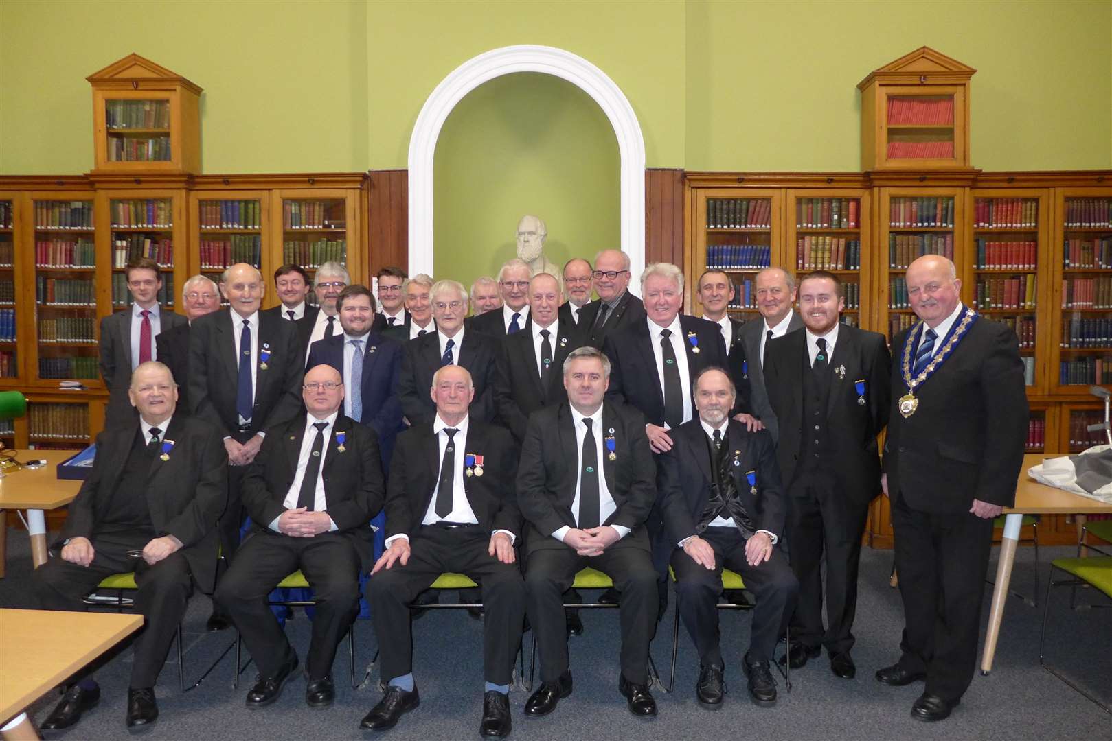 Caithness civic leader Willie Mackay (front, right) and some other local Highland councillors with Freemasons from St Peter’s Operative Lodge 284 Thurso who attended the civic reception. Picture: Willie Mackay