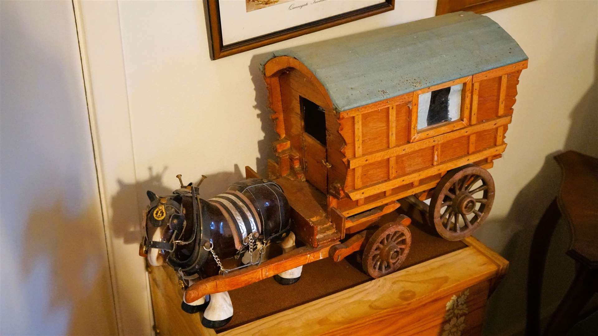 Charlie comes from travelling people and has a caravan model made by a relative. He says he will get rid of all of his possessions and move into his van. Picture: DGS