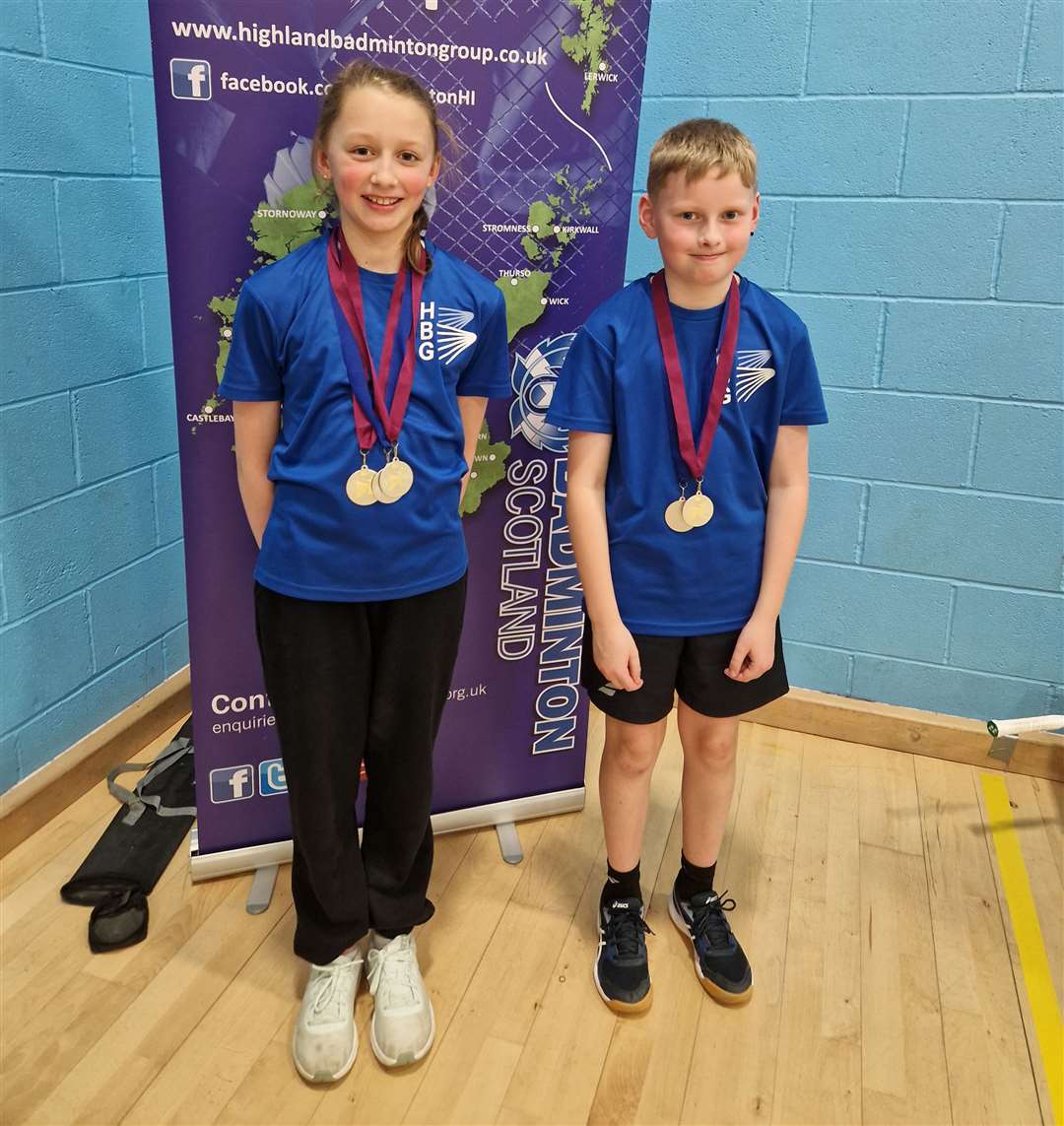 U13 mixed doubles winners Sophie Mackay and Liam Sinclair.