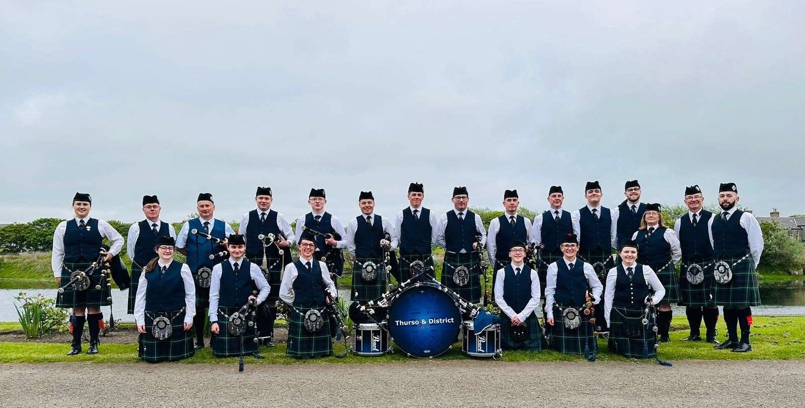Thurso and District Pipe Band after the first parade of the season last Saturday