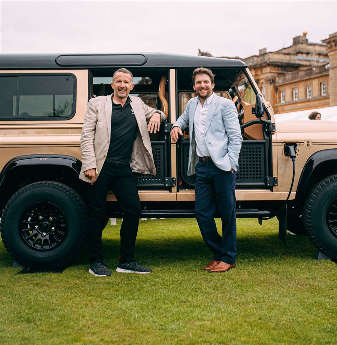 Norman Crowley and Stuart Croxford with Ava's specially designed Croxford Defender.