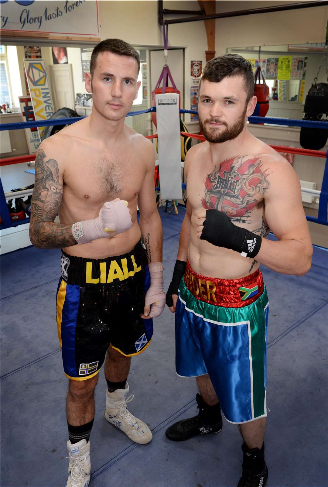 Wick boxer Liall Mackenzie with Thurso-based Chris Ryder who will be making their professional debuts at the Northern Sporting Club in Aberdeen on August 26. Photo: Gary Anthony