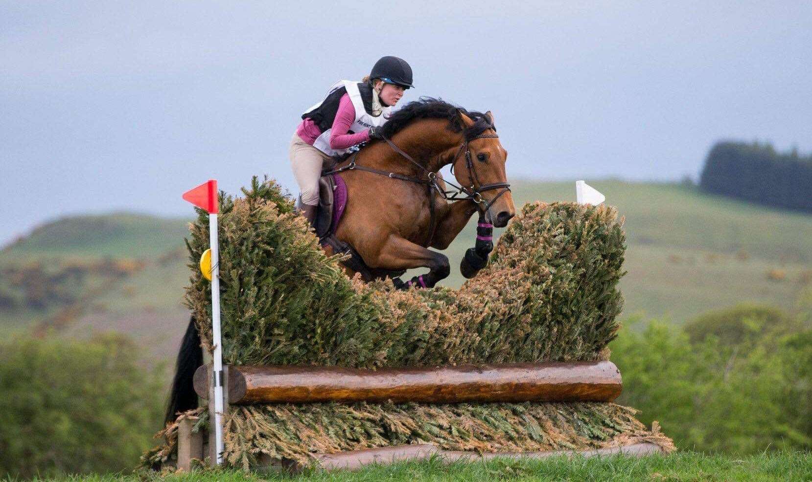 Emma Coghill and Rainbows Little Rock in action on the cross-country at a Pony Club event at Forgandenny in 2019 when they had just moved up to novice level. Picture: Cheape Photography