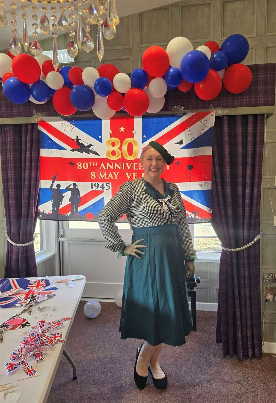 Activities coordinator Jeanine Sinclair dressed the part for the 1940s theme.