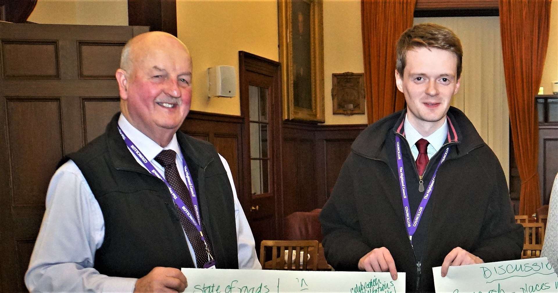 Wick and East Caithness councillors Willie Mackay (left) and Andrew Sinclair. Questions were asked at a recent community council meeting regarding their attendance. Picture: DGS