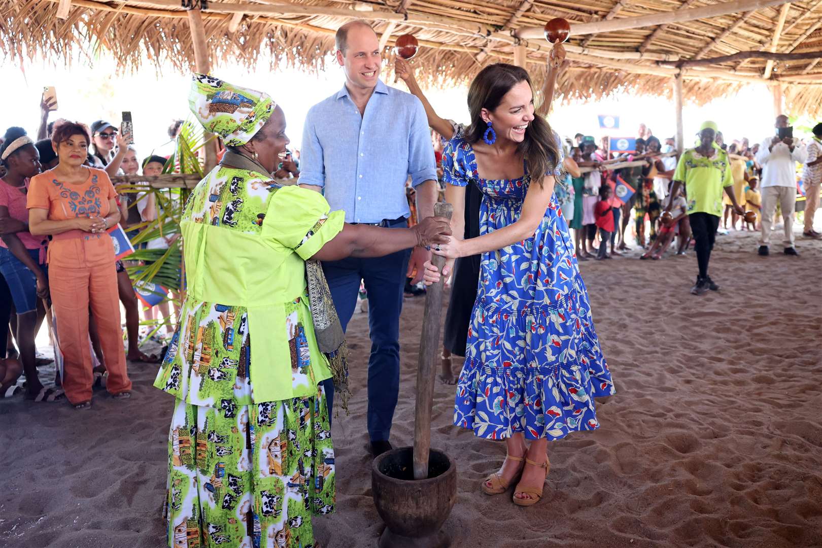 The then-Duke and Duchess of Cambridge attending the Festival of Garifuna Culture in Hopkins, a small village on the coast which is considered the cultural centre of the Garifuna community in Belize, during their tour of the Caribbean on behalf of the Queen to mark her Platinum Jubilee (Chris Jackson/PA)