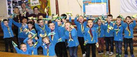 2nd Thurso beavers after their paper boat making session.