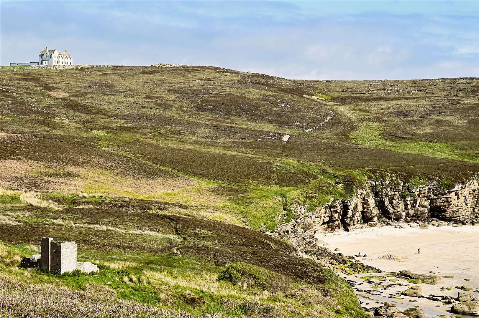The grand house stands prominently over Dunnet Bay. Picture supplied