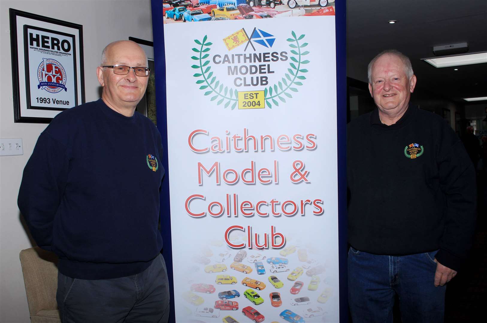 Caithness Model Club chairman Kenny Gunn (left) and show manager Davie Mackenzie in the Norseman Hotel on Sunday. Picture: Alan Hendry