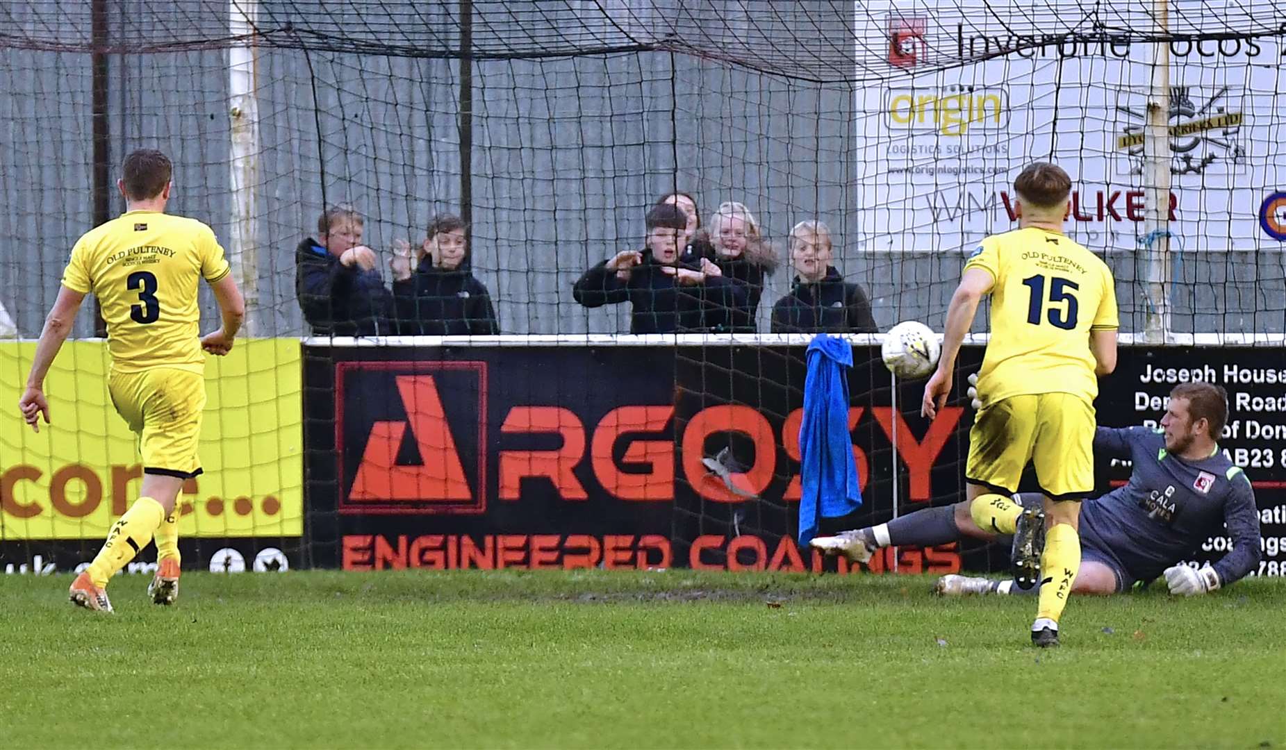 Gary Manson (left) scored the winner from the penalty spot in the last league meeting between Academy and Locos, in November 2019 at Harlaw Park. Picture: Mel Roger