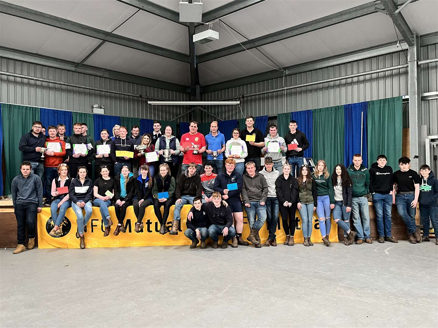 The Young Farmers with their certificates and trophies at the 2023 Highland Rally.
