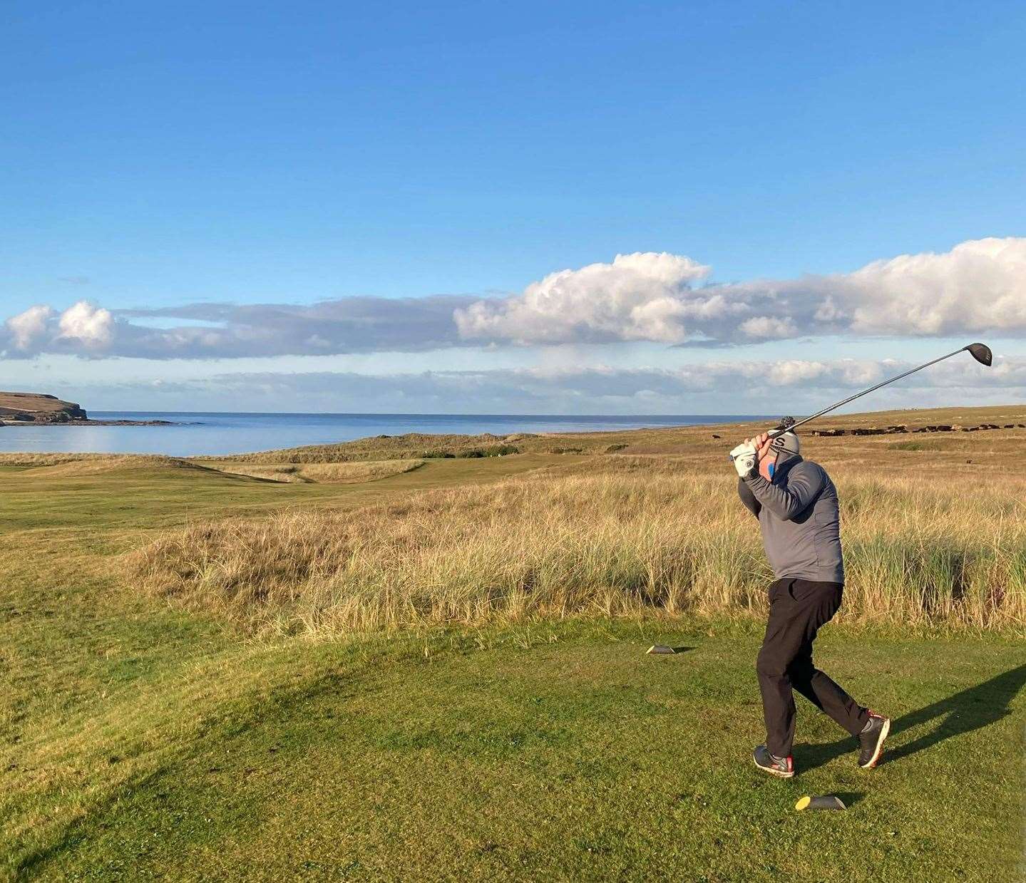 Cammie Ross, winner of the latest round of the Winter League Stableford, teeing off at the 10th hole.