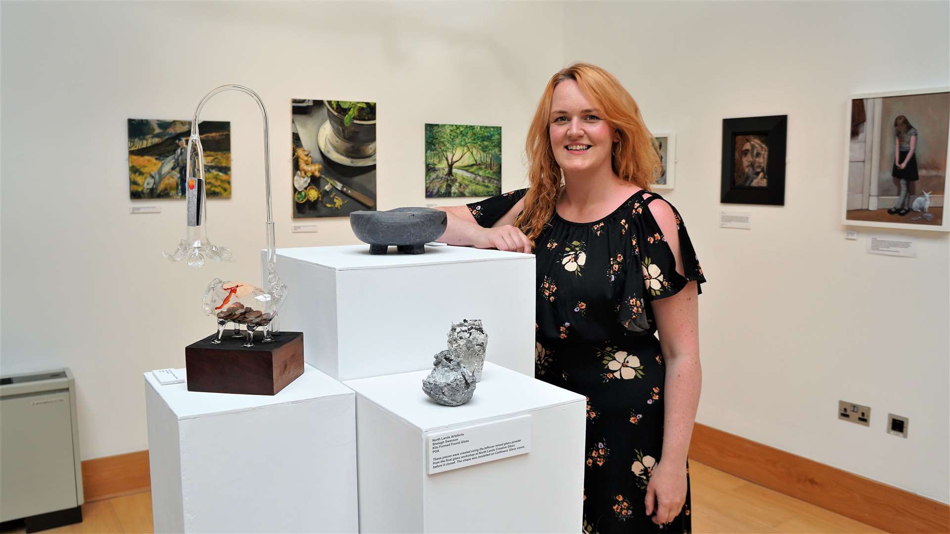 Shelagh Swanson with a display of her work. Shelagh delivered a short speech at the event as well. Picture: DGS