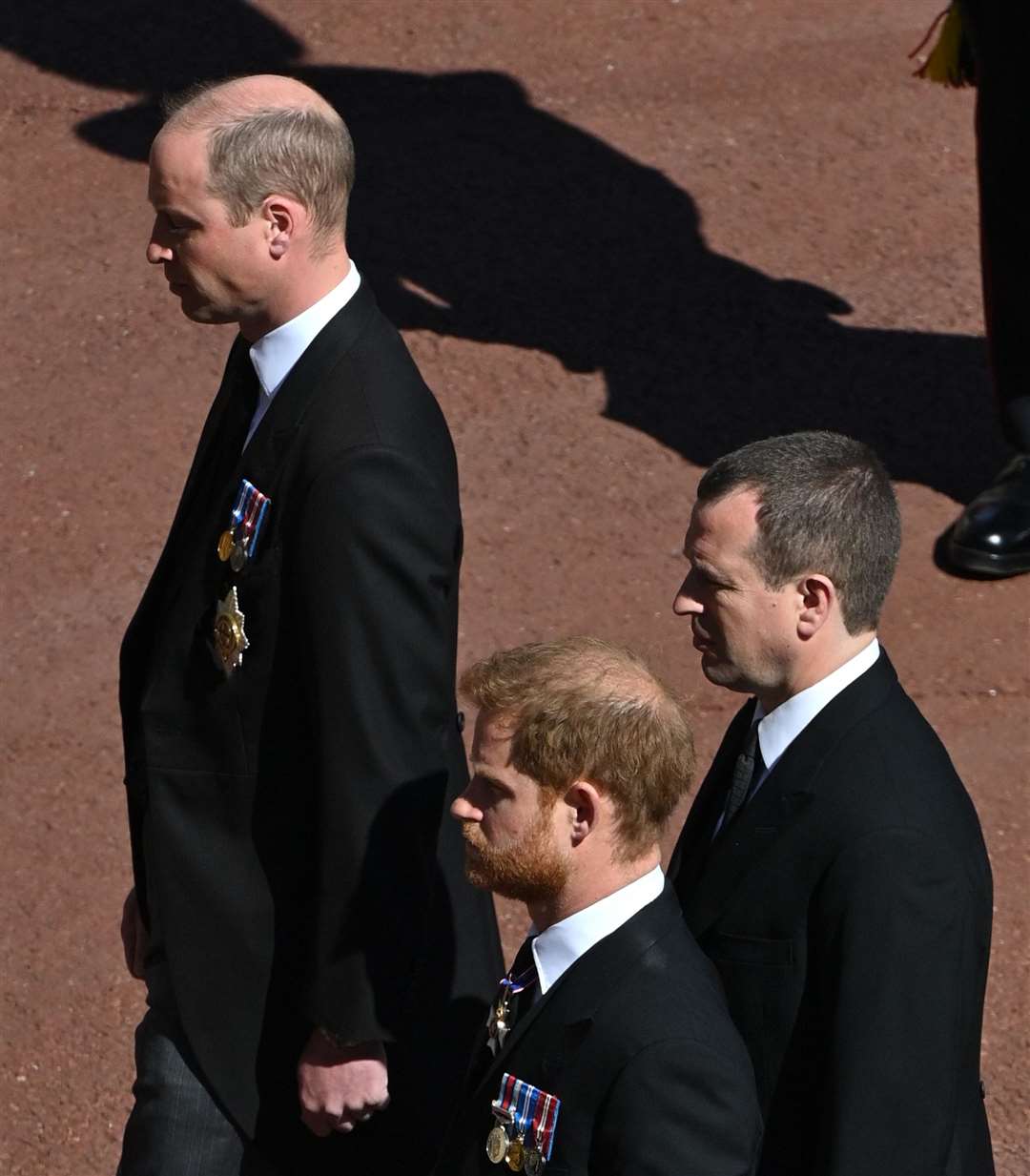 The Duke of Cambridge, the Duke of Sussex and Peter Phillips (Justin Tallis/PA)