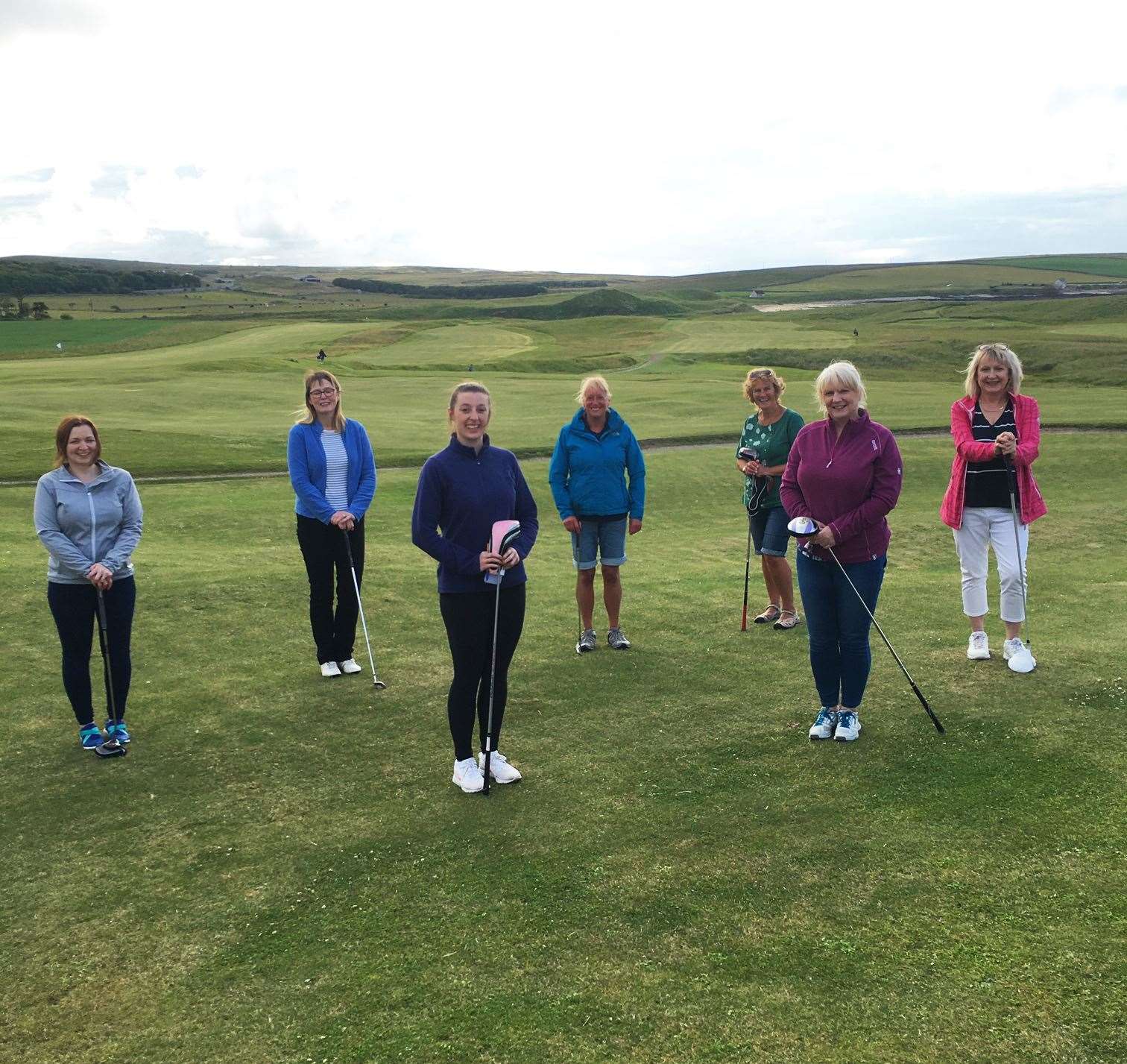 Some of Reay Golf Club's new lady members who were enjoying a practice session with their fellow beginners last Thursday night.