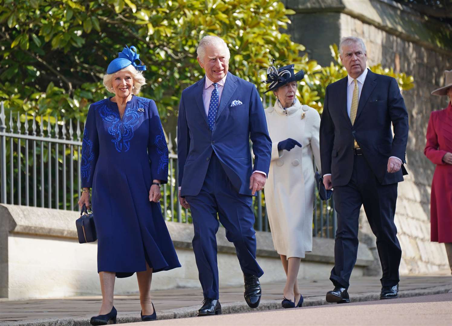 The King Queen Consort arrive for the service with the Princess Royal and the Duke of York (Yui Mok/PA)