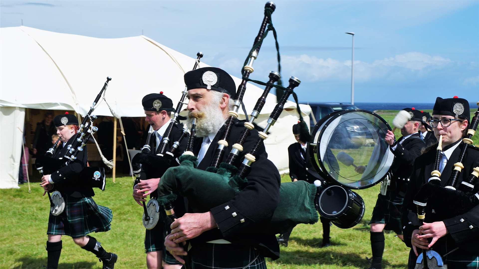 Wick RBLS Pipe Band provided some stirring music on the day. Picture: DGS